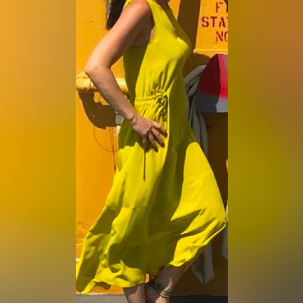 Yellow maxi silk dress wore only once!.